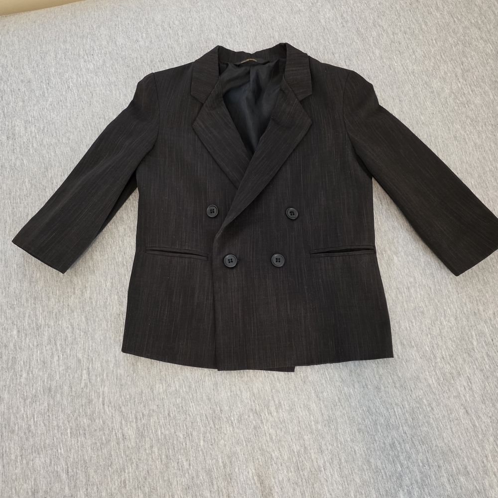 Double-Breasted Boys Black Pinstripe Blazer